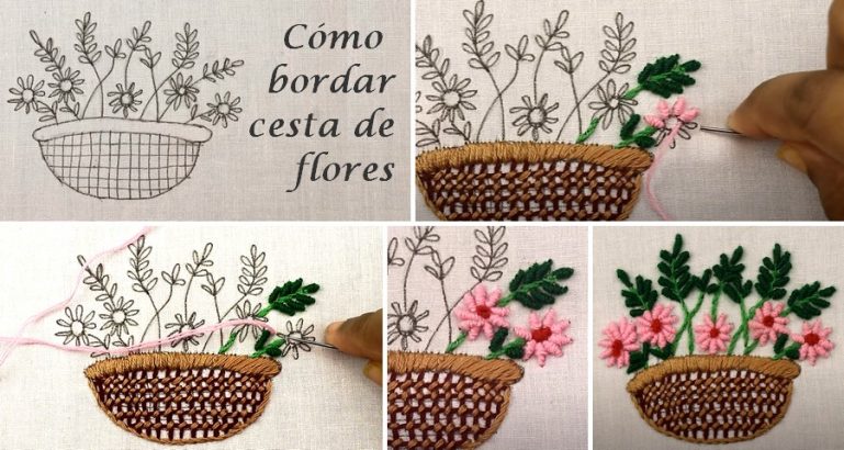 C Mo Bordar Una Canasta De Flores Dise O Y Video Tutorial Bordados