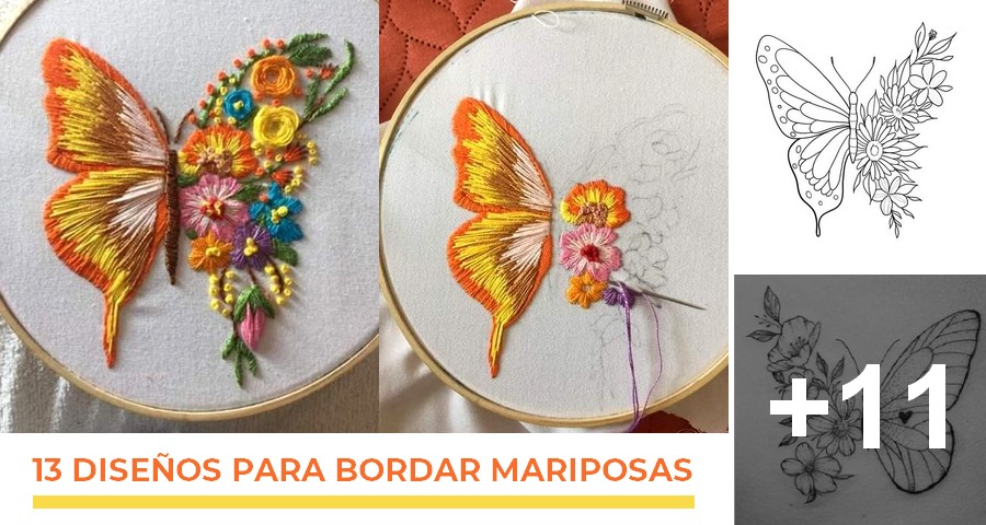 13 Diseños bordar mariposas - Bordados a Mano