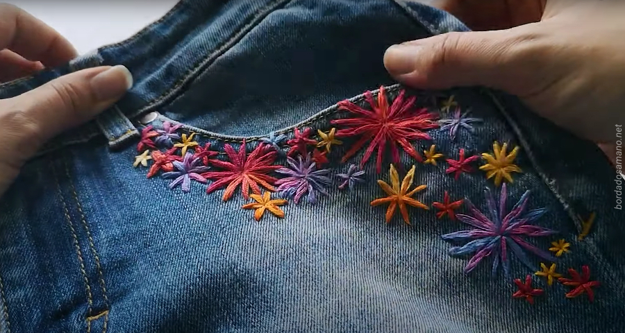 Como bordar flores en jeans - Bordados a Mano